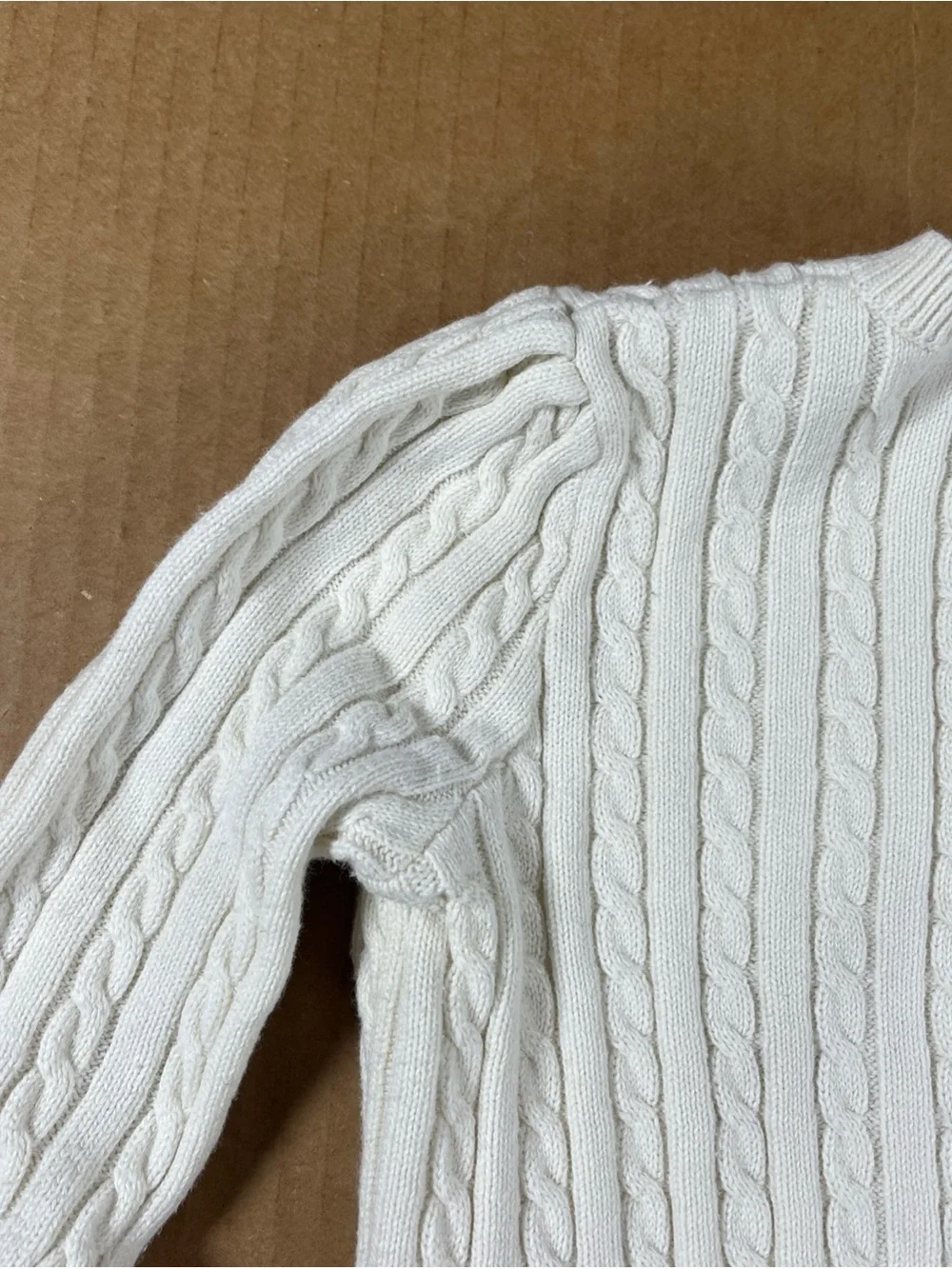 Polo Ralph Lauren Girls 4T White Cable Knit Cardigan Sweater Pink Pony Logo